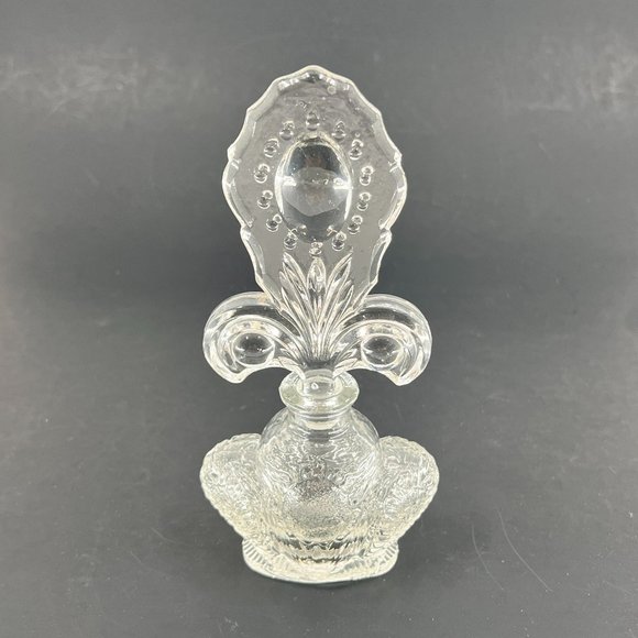 Vtg LE Smith Co Perfume Bottle Beaded Medallion Fleur de Lis Vanity 40s - Picture 4 of 16